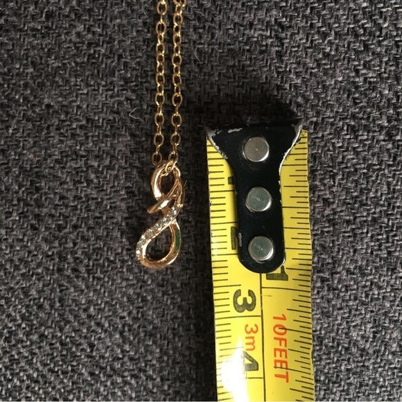 Infinity Sign Rhinestone Pendant Fashion Necklace, Gold, 18 inches - Picture 10 of 16